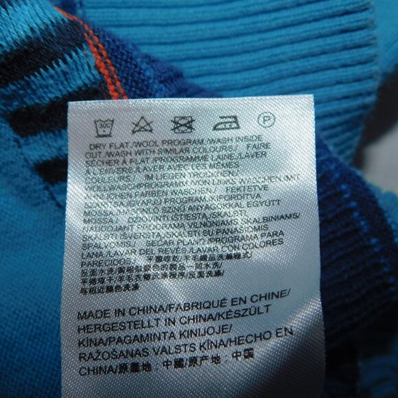 MEXX Metropolitan Mens L Slim Fit Blue Southwest Fair Isle Sweater V neck - Picture 6 of 9